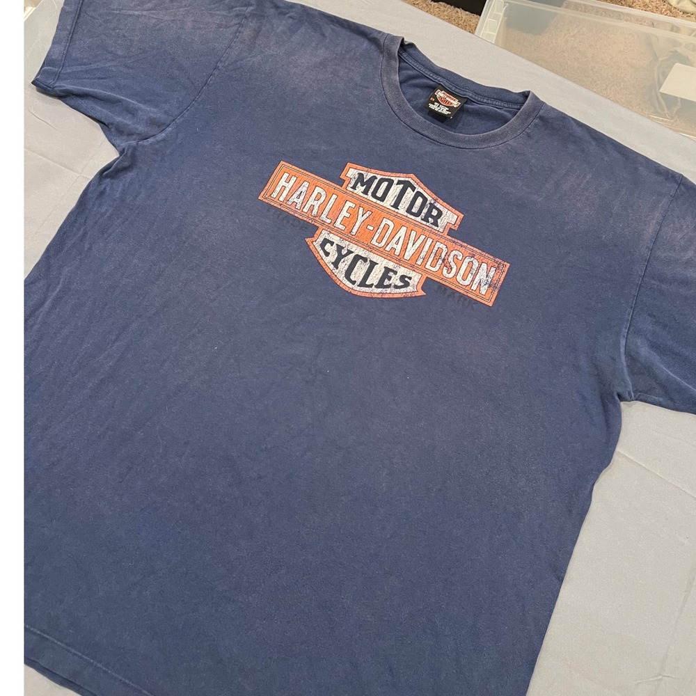 Harley Davidson T Shirt Mens 2XL Blue Nashville TN Boswells Graphic Biker Tee